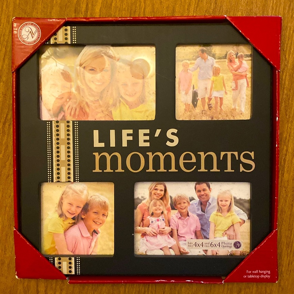NIB, Life's Moments 12x12 Wooden Photo Sentiment Collage Frame, Never Opened